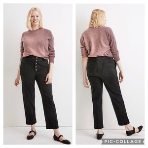 Madewell Tapered jeans in washed black, button front edition, style AA575